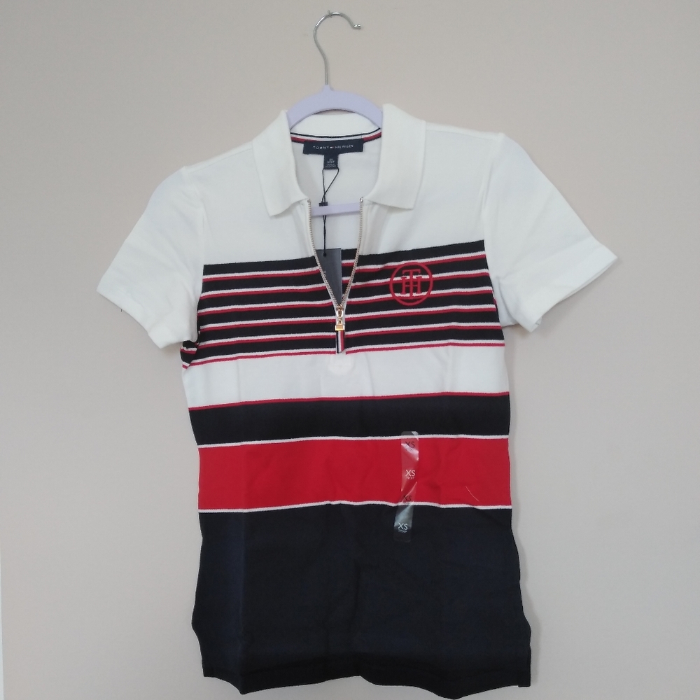 Tommy Hilfiger zipper front polo shirt  XS